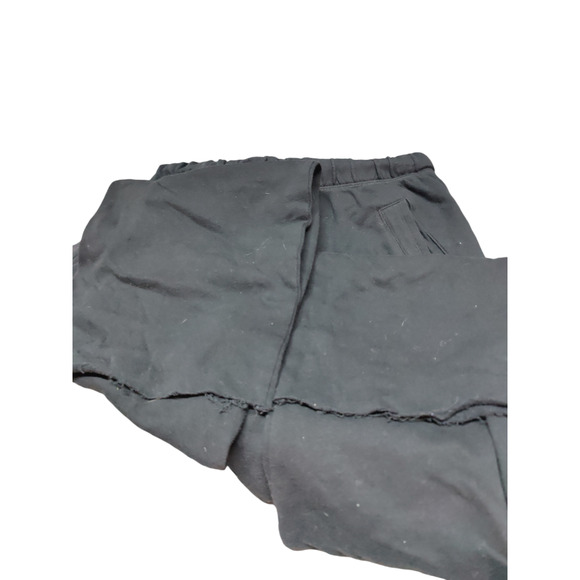 Pink Victoria Secret black sweat pants pull tie waist, light blue labeling - Picture 4 of 6